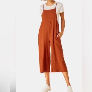 Amazon terracotta plain pocket sleeveless casual strap jumpsuit